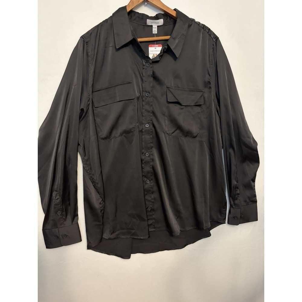 Woman's XL Black Career Casual Equipment Polyester Blouse Shirt Tunic Top NEW